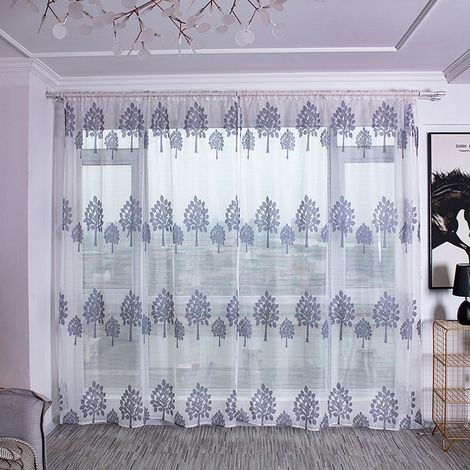 Baumförmiger, mückenabweisender, superweicher, transparenter Voile-Vorhang für Wohnzimmer, Grau (1/5)
