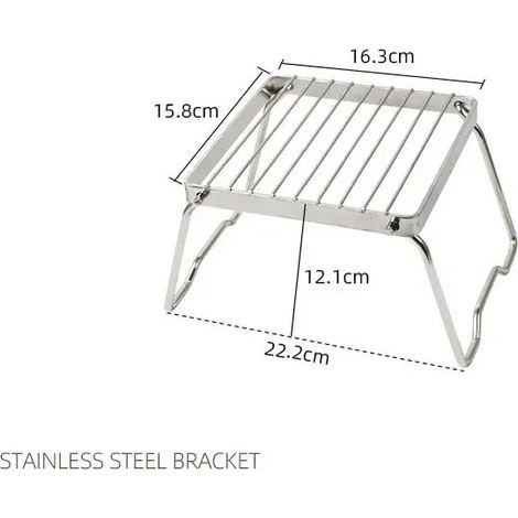 Support de barbecue pliable portable en acier inoxydable pour feu de camp, barbecue d'extérieur, réchaud à gaz et à bois avec sac de transport, réchauds de cuisine portables (1/4)