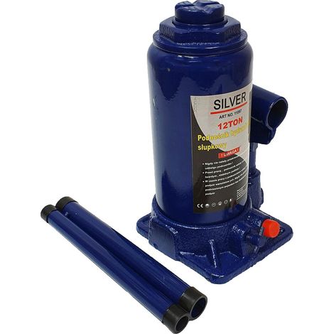 Gato Hidráulico de 12 Toneladas Silver - Herramienta robusta y eficiente para elevar vehículos y maquinaria, ideal para talleres y aficionados al bricolaje automotriz.