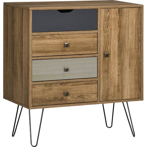 Commode de style bohème avec 4 tiroirs, commode en bois avec pieds métalliques pour salon Chambre 79x39x86 cm marron-Da (1/5)