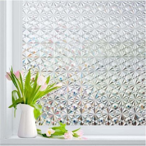 Window Film Privacy: Frosted Window Privacy Film for Glass Windows 3D Diamond Pattern Decorative Self-Adhesive Stained Glass Film for Home Office 45 200cm (1/5)