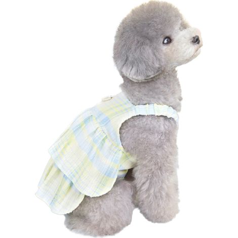 1 robe harnais pour chien, avec anneau en D, en coton, pour petits chiens et chatons, taille S à XL, couleur jaune (1/5)