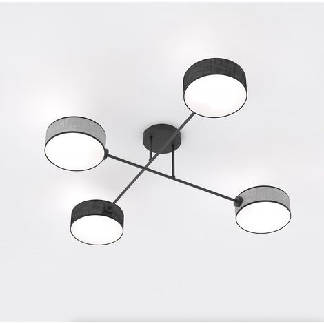 Lampada a sospensione MAGA con quattro bracci e paralumi in tessuto
