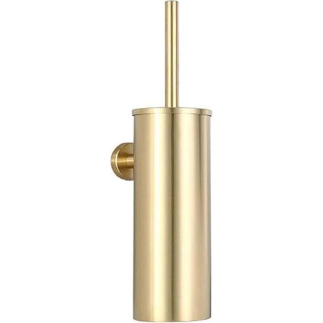 Brosse WC murale en acier inoxydable 304, design haut baril pour tous les nettoyages de salle de bain en acier, pas de brossage des coins morts,Or (1/3)