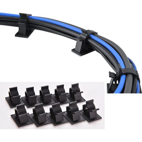Confezione da 10 fermacavi regolabili e autoadesivi in nylon nero - AquaForge (1/5)