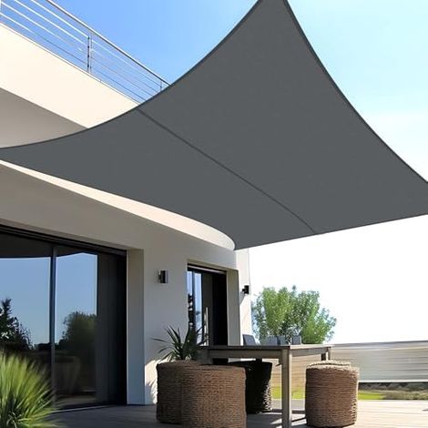 Sonnensegel Wasserdicht 3x4m Rechteckig Sonnenschutz Wetterschutz Segel Baldachin UV Schutz für Balkon Terrasse Garten, Grau Anthrazit (1/5)