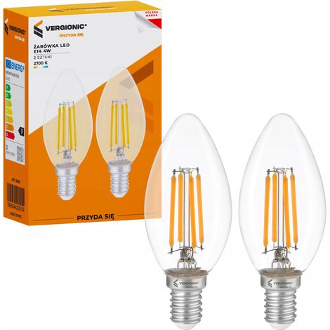 2x Dekorative LED-Glühbirne E14 4W 260lm Kerzenbirnen 2 Stück