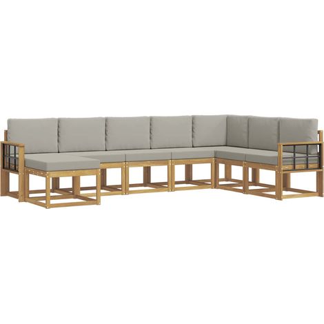 Outdoor-Sofagarnitur mit Kissen 8 pcs Weiß und Hellgrau vidaXL (1/5)
