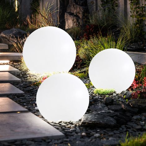 Solarlampe Solarleuchte Kugelleuchte Gartenlampe Kugellampe Wegeleuchte, Erdspieß IP44 Wetterfest Akku, weiß silber, 4x LED warmweiß