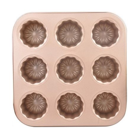 Moule gâteau acier carbone 9 cavités rose doré (1/4)