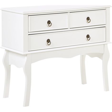Consola blanca 91 x 35 MDF 3 cajones retro recibidor sala de estar Lamar