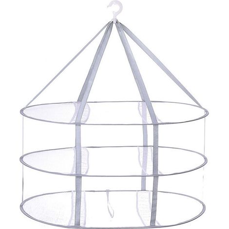 Filet de séchage pliable en maille avec 3 niveaux pour pull, délicat, maillot de bain, t-shirt, fruits secs, surface de séchage coupe-vent en maille avec bande de fixation robuste (1/4)