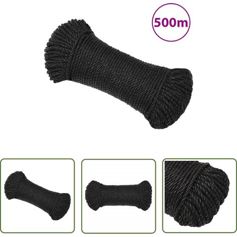 The Living Store Arbeitsseil Schwarz 6 mm 500 m Polypropylen - Arbeiten Seil - PP Seil - Schlauchboot Seil - Gartenarbeit Seil - Montage Seil (1/5)