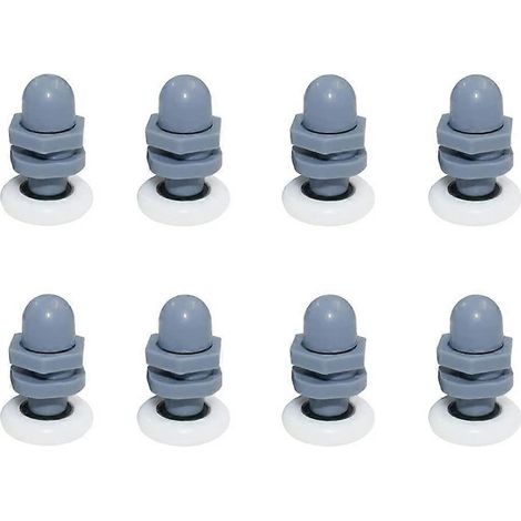 12-teiliges Set mit Ersatzteilen für Duschkabinen, inklusive Duschtürrollen und 20-mm-Duschtürrollen.
