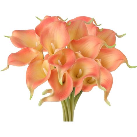 Fleur Artificielle - Lys Calla - 35 cm - Tige Flexible en Plastique Souple - PU Haut de Gamme - Pour Décoration Maison Jardin Mariage - 20 Pièces (1/5)