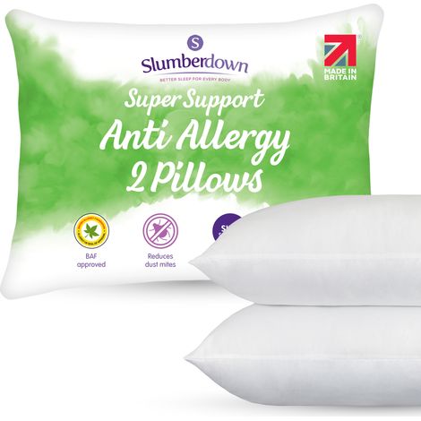 Slumberdown Anti Allergy Super Support Pillow, Firm Support, 2 Pack