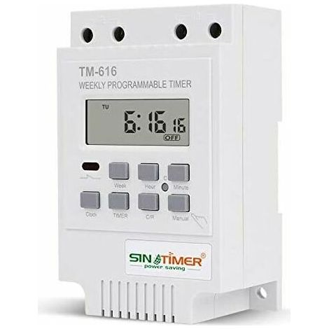 royaluxe -1x TM616 Programmat interrupt relais, 12V minuterie programmat horaire électrique hebdomadaire numérique timer interrupt avec écran numérique LCD - Blanc (1/5)