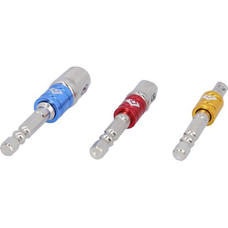 BRILLIANT TOOLS  1/4"  juego  de adaptadores  cuadrados  1/4"  + 3/8"  + 1/2"  3  piezas  - BT053003 (1/4)