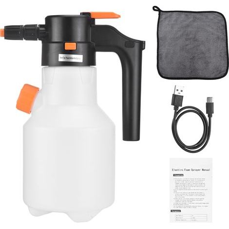 Pulvérisateur à mousse électrique, pompe puissante alimentée par batterie de 2 L, pulvérisateur sous pression rechargeable sans fil avec buse réglable pour le nettoyage de la voiture, les détails de l (1/5)