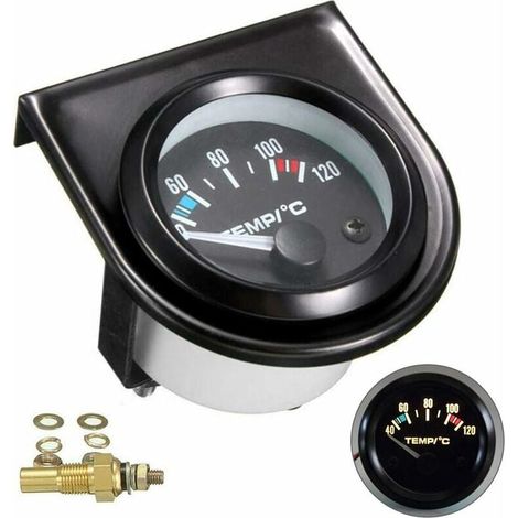 Kit de jauge de température de l'eau pour voiture Noir LED Universel Manomètre de température de l'eau de voiture Cadrans de 101,6 à 120°(Diamètre 52mm)-- (1/5)