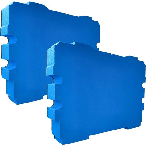 vhbw 2x Insert en mousse compatible avec Festool Systainer T-LOC coffre à outils - mousse rigide, bleu, 61 mm
