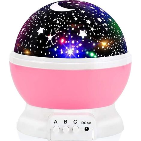 Proiettore per cielo stellato per neonati, luce notturna con luna e nebulosa, rotazione a 360°, 4 LED, 12 colori cangianti, cavo USB incluso, regalo romantico per uomini, donne, bambini e neonati (ros (1/4)
