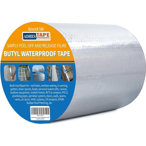 Butyl Tape Waterproof Tape 15 cm x 5 m, Thick 47 Mil Aluminium Tape High Temperature Repair Tape for Facades, Roofs, Flat Roof (1/5)