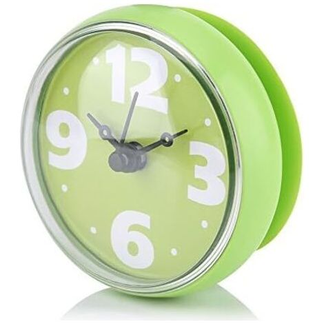 Mini Horloge étanche à Ventouse, , Horloges spécialisées Horloges étanches pour Salle de Bain Horloge de Douche de Baignoire (Vert) (1/5)
