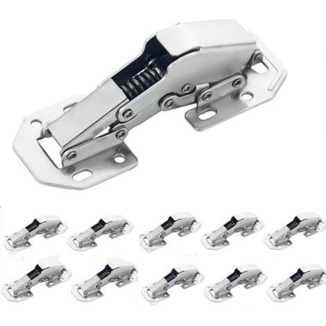 Charnières à fermeture amortie pour portes de placards de cuisine (8 vis incluses) - invisibles - lot de 10, 10 cm, argent (1/4)