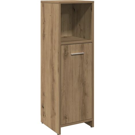 Armario de baño práctico con 3 compartimentos 30 x 30 x 95 cm ambiente ordenado de madera contrachapada roble artesanal 020050718 (1/5)