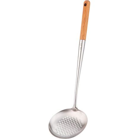 Écumoire grande taille en acier inoxydable 304 avec manche en bois, passoire pour wok 43 cm (1/5)