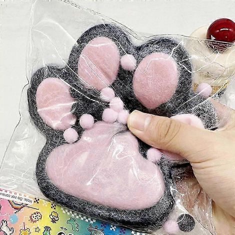 Handgefertigte, riesige, weiche Katzenpfote in Tabakbraun, Größe L – Schwarz und Rosa