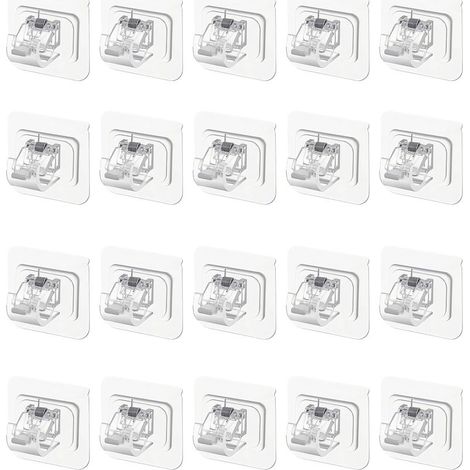20 - Support Tringle Rideau - Fixation Adhésive - Sans Perçage Pour Salle De Bain Et Cuisine - Transparent - Diamètre 2,2cm (1/5)