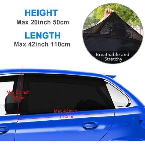 Sonnenschutzblenden für die Seitenscheiben (2er-Set), UV-abweisendes Netzgewebe, schützt Kinder/Babys/Erwachsene/Haustiere – 107 cm x 51 cm, kompatibel mit 98 % aller Autos (1/5)