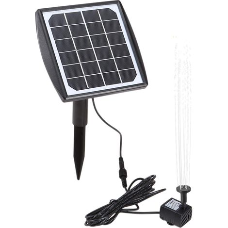 Pompe solaire pour fontaine 6V/2W avec panneau solaire réglable, kit de panneau pour fontaine extérieure, convient aux aquariums, petits bassins, jardins, terrasses, pelouses et piscines. (1/5)