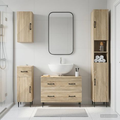 vidaXL 4 Piece Bathroom Cabinet Set HAARLEM Sonoma Oak Engineered Wood (1/5)