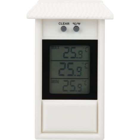 Waterproof outdoor digital garden thermometer, white temperature gauge with hook (1/5)