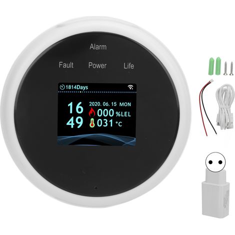 Détecteur de fuite de gaz méthane naturel WiFi avec alarme sonore et lumineuse pour Tuya, prise UE 100‑240V (1/5)