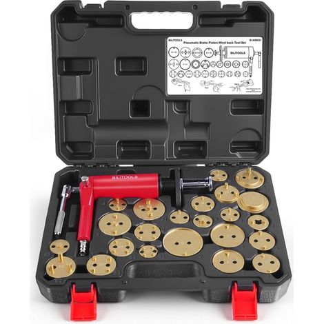 24pcs Repousse Piston Frein Pneumatique Outil de compression pour étrier de frein pneumatique pour voiture & moto, 23 Étrier Disque Adaptateurs (1/5)