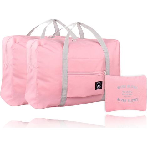 Sacs de Voyage Pliables, Sacs de Bagage à Main Etanches, Adaptés pour le Sport, la Salle de Sport, les Vacances, Lot de 2, Rose (1/5)