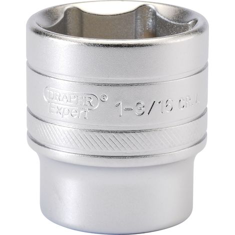 Draper 1/2" Drive 1.3/16" (33.3mm) 6-Point Socket – Micro Satin Chrome Finish, Model 16638 (1/5)