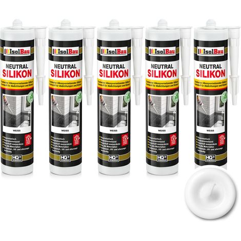 Neutralsilikon Naturstein Silikon Marmor Granit Sanitär Inn/Auß 5 x 300ml Weiss (1/5)