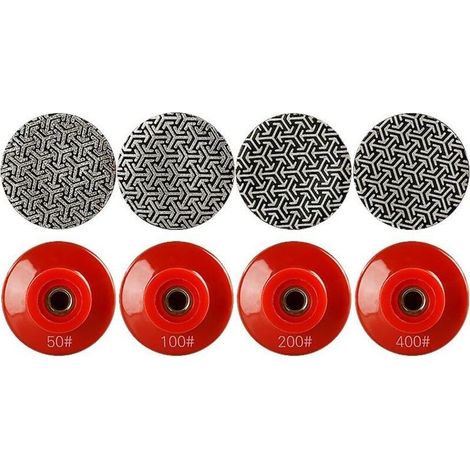 Ensemble de 4 disques de meulage diamantés galvanisés de 50 mm (2 pouces) - filetage 5/8"-11, adaptés au marbre, au quartz et à la céramique - accessoires pour meuleuses d'angle de dressage et de meul