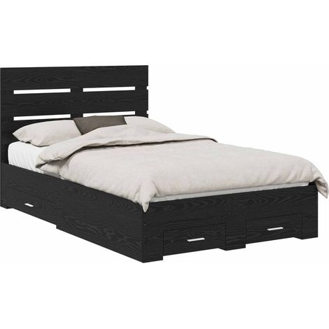 Maison Exclusive - Cadre de lit Chêne noir 135 x 190 cm Bois d'ingénierie