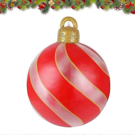 Boule de Noël gonflable, boule de Noël décorée de 60 cm, boule de Noël décorée pour l'extérieur, grande boule de Noël à suspendre, décoration de Noël (1/5)