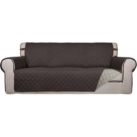 Housse de canapé matelassée réversible, housse de protection de meubles résistante à l'eau, housse de canapé lavable avec mousse antidérapante et sangles élastiques pour enfants, chiens, animaux domes