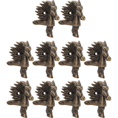 Boîte en bois avec base en alliage antique, boîte à vin, boîte à bijoux, boîte d'emballage, protections de pieds et d'angles, pieds en forme de tête de cheval, lot de 10. (1/5)