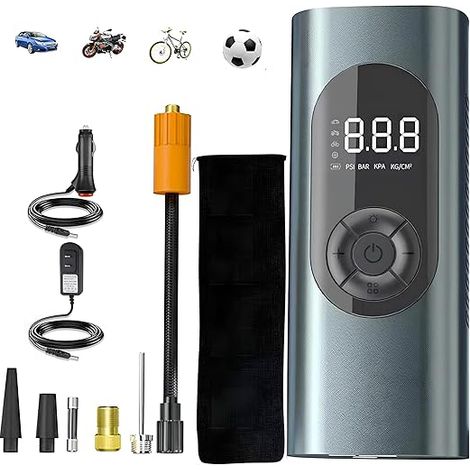 Compresseur À Air Portable - 150 PSI - Pour Voiture Vélo Moto - Sans Fil Intelligent - Affichage LCD - 1 Pièce (1/5)