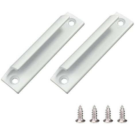 Poignée coulissante pour porte-fenêtre, meuble et tiroir en alliage d'aluminium - 2 pièces avec vis - Blanc - Matériel de quincaillerie pour fenêtres (1/5)