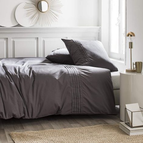 Housse de Couette et Taies d'oreiller, Gris, 240 x 260 cm (1/2)